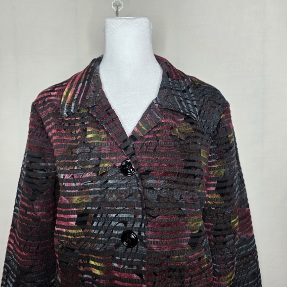 Christopher And Banks Red Black Jacket Boho Carpet 90s Jacket Size Small - Picture 4 of 7